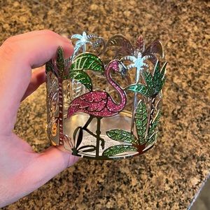 Candle Holder with Flamingos and Palm Trees
